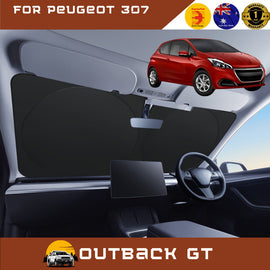Front Windscreen Sun Shade for Peugeot 208 2012 - 2018 (A9) - Standard 150 x 85 cm - Black