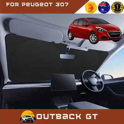 Front Windscreen Sun Shade for Peugeot 208 2012 - 2018 (A9) - Standard 150 x 85 cm - Black