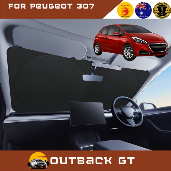 Front Windscreen Sun Shade for Peugeot 208 2012 - 2018 (A9) - Standard 150 x 85 cm - Black