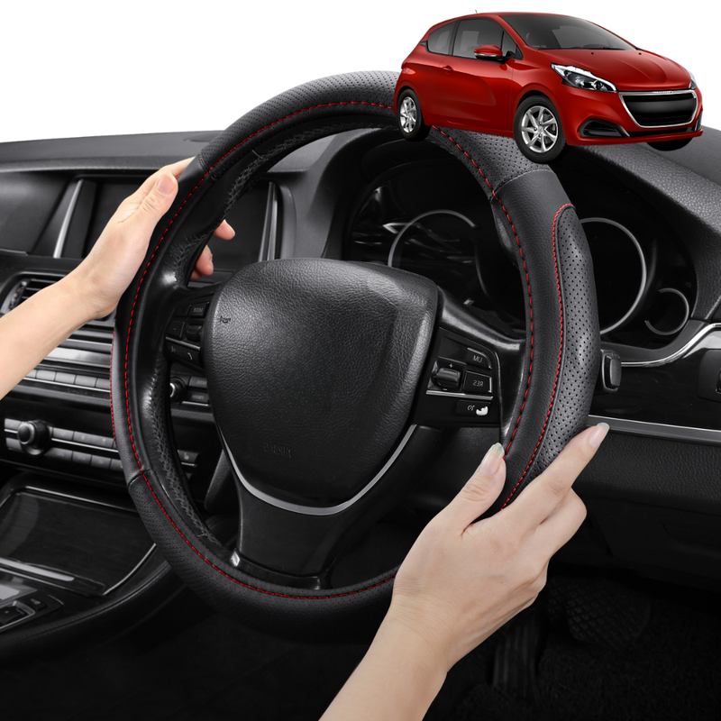 Steering Wheel Cover Pro Extra Layer for Peugeot 208 2012-2018 (A9) - Breathable & Anti-Slip - Circle 38 cm