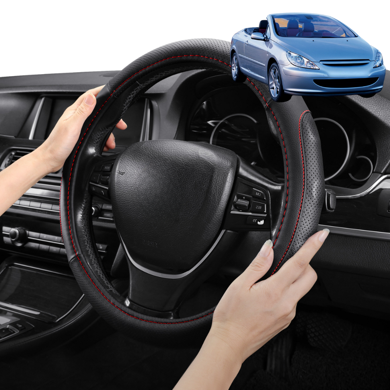 Steering Wheel Cover Pro Extra Layer for Peugeot 307 2001-2008 CC Cabriolet - Breathable & Anti-Slip - Circle 38 cm