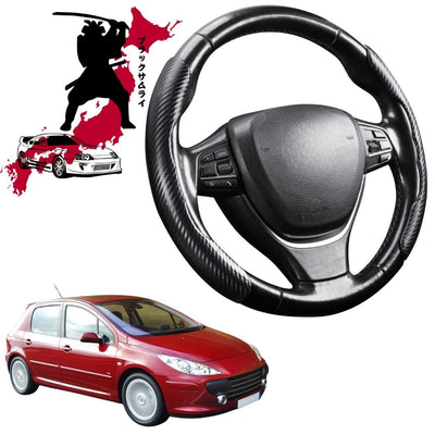Black Samurai Segmented Steering Wheel Cover for Peugeot 307 2001 - 2008 Hatch