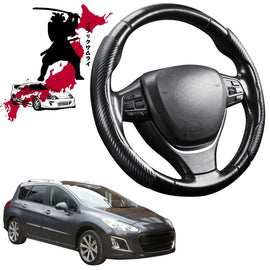 Black Samurai Segmented Steering Wheel Cover for Peugeot 308 2007 - 2013 Wagon (T7)