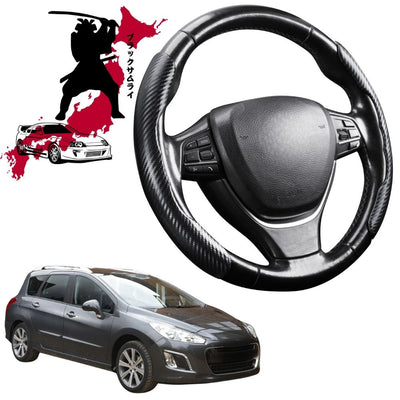 Black Samurai Segmented Steering Wheel Cover for Peugeot 308 2007 - 2013 Wagon (T7)