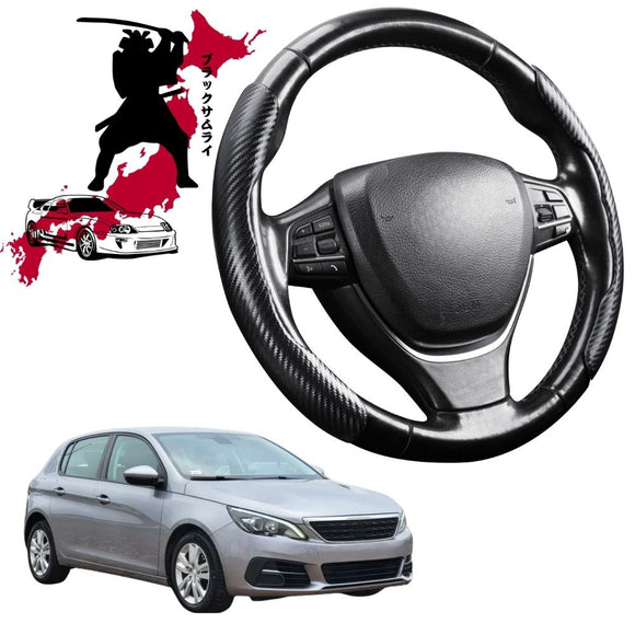 Black Samurai Segmented Steering Wheel Cover for Peugeot 308 2014 - 2021 Hatch (T9)