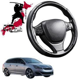 Black Samurai Segmented Steering Wheel Cover for Peugeot 308 2014 - 2021 Wagon (T9)