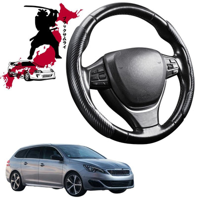 Black Samurai Segmented Steering Wheel Cover for Peugeot 308 2014 - 2021 Wagon (T9)