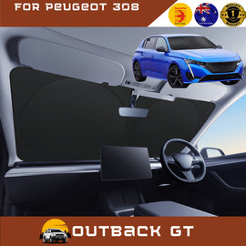 Front Windscreen Sun Shade for Peugeot 308 2021 - Current Hatch (P5) - Standard 150 x 85 cm - Black