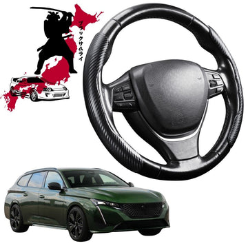 Black Samurai Segmented Steering Wheel Cover for Peugeot 308 2021 - Current Wagon (P5)