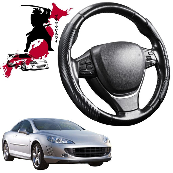 Black Samurai Segmented Steering Wheel Cover for Peugeot 407 2004 - 2010 Coupe