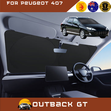 Front Windscreen Sun Shade for Peugeot 407 2004 - 2010 Hatch - Standard 150 x 85 cm - Black