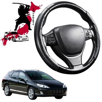 Black Samurai Segmented Steering Wheel Cover for Peugeot 407 2004 - 2010 Hatch