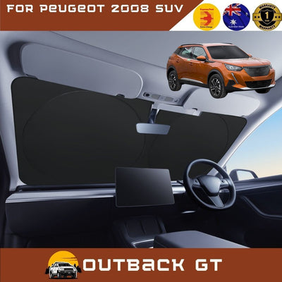 Front Windscreen Sun Shade for Peugeot 2008 SUV 2012 - 2019 (A94) - Standard 150 x 85 cm - Black