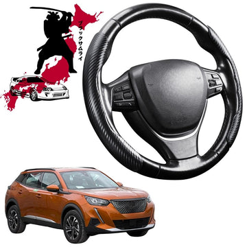 Black Samurai Segmented Steering Wheel Cover for Peugeot 2008 SUV 2012 - 2019 (A94)