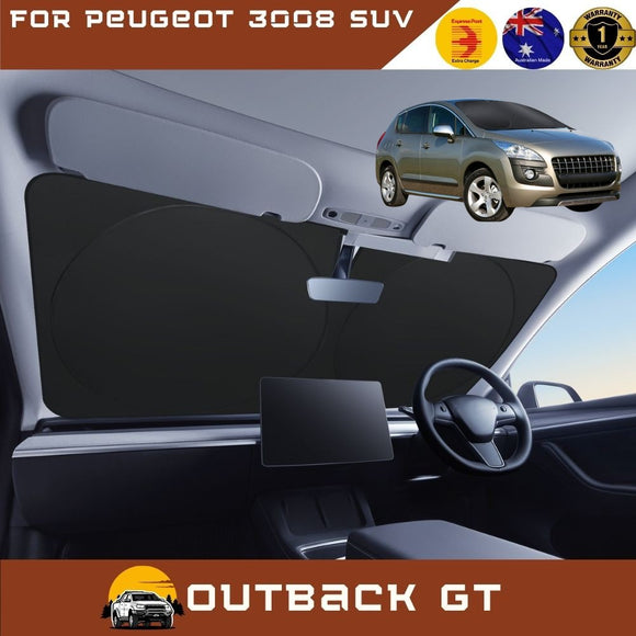 Front Windscreen Sun Shade for Peugeot 3008 SUV 2007 - 2017 (T8) - Standard 150 x 85 cm - Black