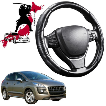Black Samurai Segmented Steering Wheel Cover for Peugeot 3008 SUV 2007 - 2017 (T8)