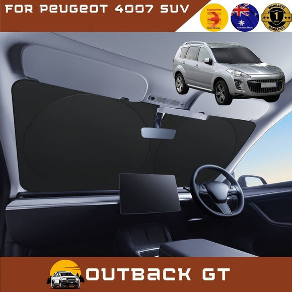 Front Windscreen Sun Shade for Peugeot 4007 SUV 2007 - 2012 - Standard 150 x 85 cm - Black