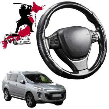 Black Samurai Segmented Steering Wheel Cover for Peugeot 4007 SUV 2007 - 2012