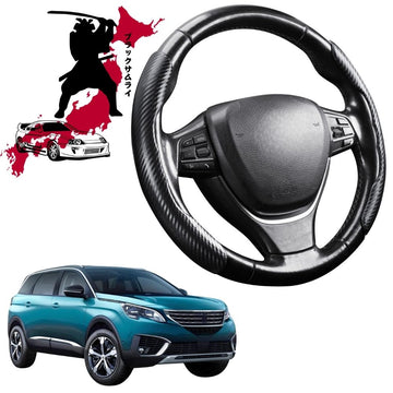 Black Samurai Segmented Steering Wheel Cover for Peugeot 5008 SUV 2009 - 2016 (T87)