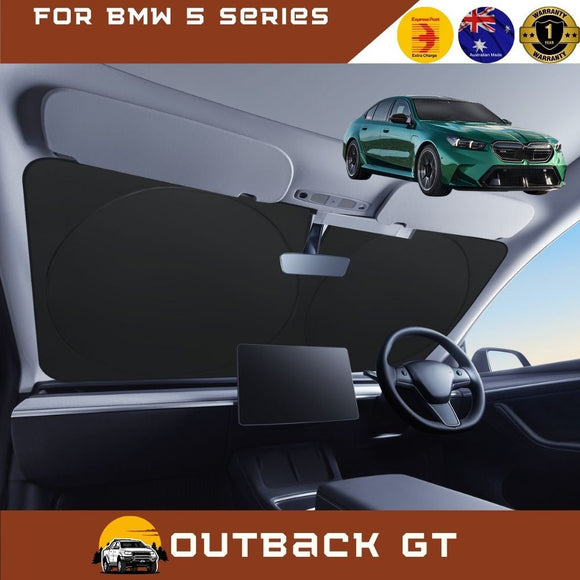 Front Windscreen Sun Shade for BMW 5 Series 2023 - Current (G60 G61 G68) - Standard 150 x 85 cm - Black
