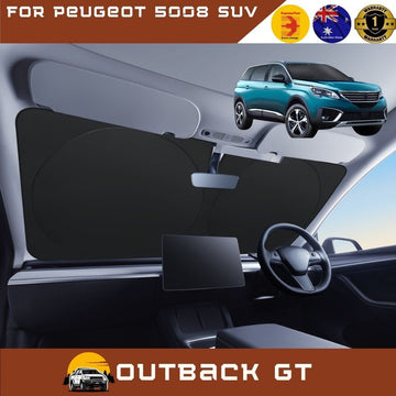 Front Windscreen Sun Shade for Peugeot 5008 SUV 2017 - Current (P87) - Standard 150 x 85 cm - Black
