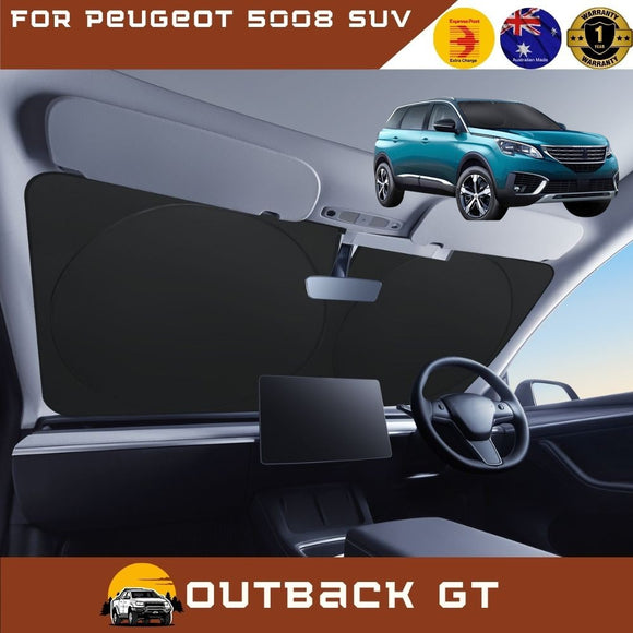 Front Windscreen Sun Shade for Peugeot 5008 SUV 2017 - Current (P87) - Standard 150 x 85 cm - Black