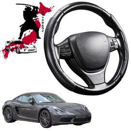 Black Samurai Segmented Steering Wheel Cover for Porsche 718 2016 - Current Boxster Cayman(982)