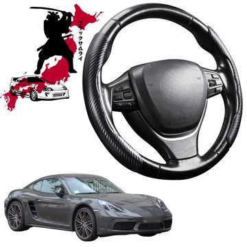 Black Samurai Segmented Steering Wheel Cover for Porsche 718 2016 - Current Boxster Cayman(982)