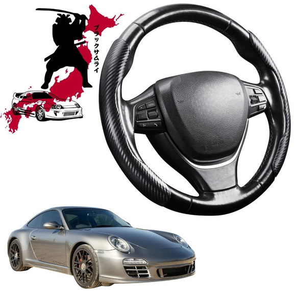 Black Samurai Segmented Steering Wheel Cover for Porsche 911 2005 - 2012 (997 without Bose)