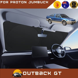 Front Windscreen Sun Shade for Proton Jumbuck 2002 - 2010 (Ute) - Standard 150 x 85 cm - Black