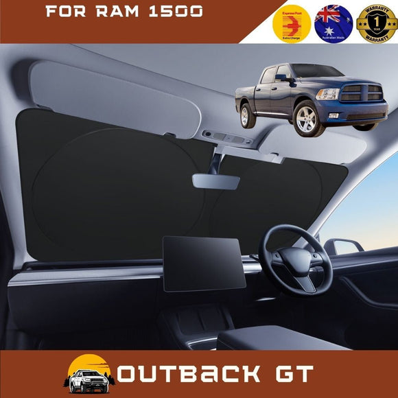 Front Windscreen Sun Shade for RAM 1500 2009 - Current (DS) - XL 160 x 100 cm - Black