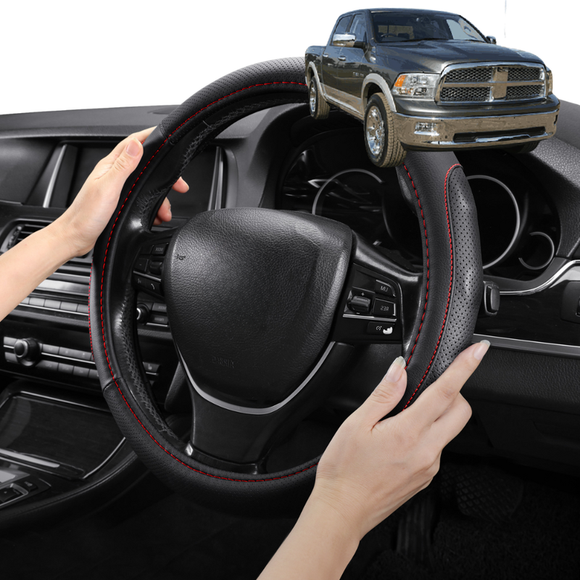 Steering Wheel Cover Pro Extra Layer for RAM 1500 Laramie 2009-2018 (DS/DJ/D2) - Breathable & Anti-Slip - Circle 38 cm
