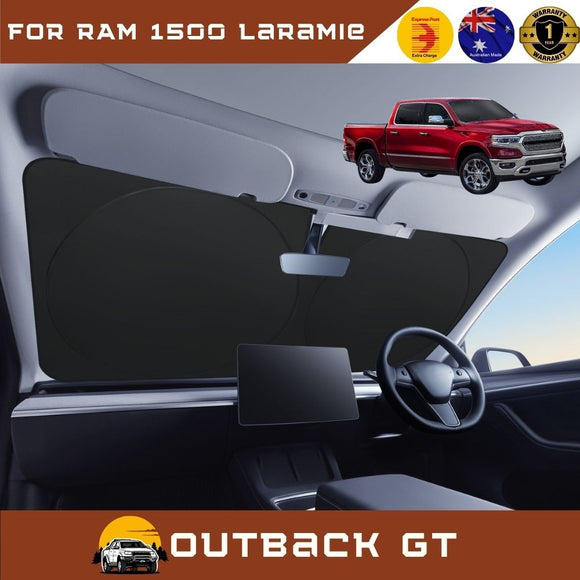 Front Windscreen Sun Shade for RAM 1500 Laramie 2019 - Current (DT) - Standard 150 x 85 cm - Black