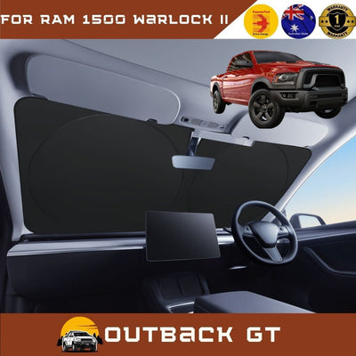 Front Windscreen Sun Shade for RAM 1500 Warlock II 2019 - Current (DT) - Standard 150 x 85 cm - Black