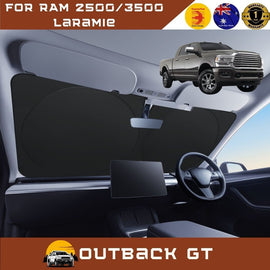 Front Windscreen Sun Shade for RAM 2500/3500 Laramie 2021 - Current - Standard 150 x 85 cm - Black
