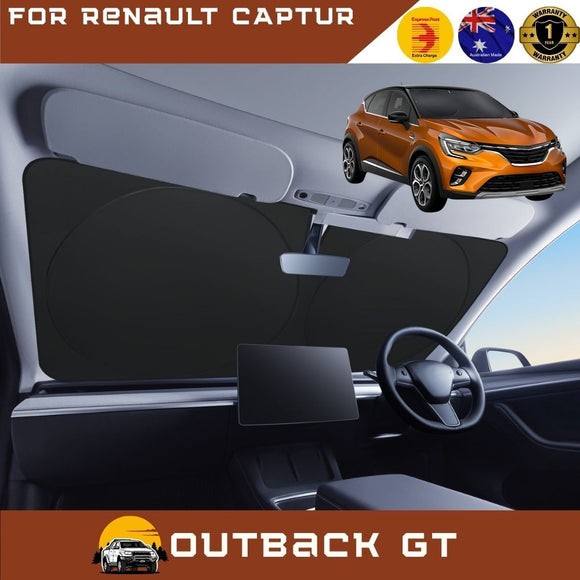 Front Windscreen Sun Shade for Renault CAPTUR 2019 - Current (JB/JE) - Standard 150 x 85 cm - Black