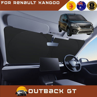 Front Windscreen Sun Shade for Renault KANGOO 2021 - Current X61 Facelift - XL 160 x 100 cm - Black