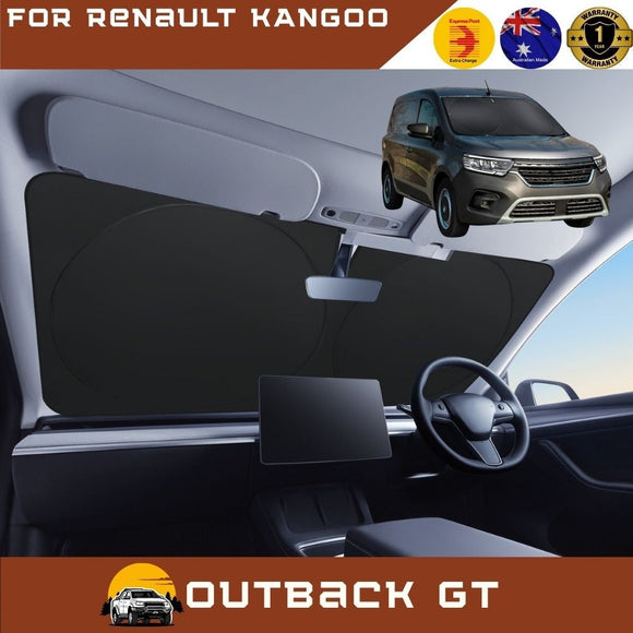 Front Windscreen Sun Shade for Renault KANGOO 2021 - Current X61 Facelift - XL 160 x 100 cm - Black