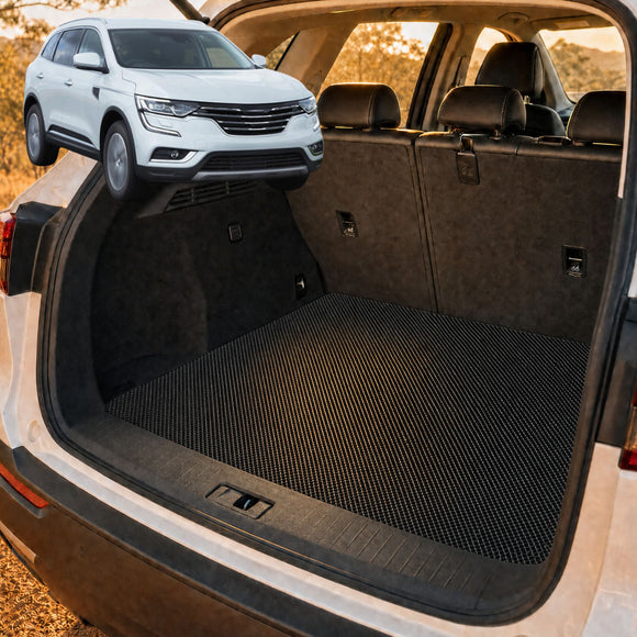 6D Diamond Car Boot Cargo Mat for Renault KOLEOS 2016 - Current (HC) - Heavy Duty Carpet Liner - All-Weather Resistance - Easy to use - Odorless Material - Black & Grey