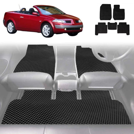 6D Diamond Car Floor Mats for Renault Megane 2003 - 2008 Cabriolet - Custom-Fit Carpet Liner