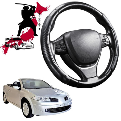 Black Samurai Segmented Steering Wheel Cover for Renault Megane 2008 - 2016 Cabriolet
