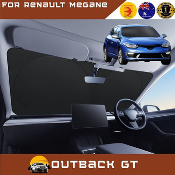 Front Windscreen Sun Shade for Renault Megane 2008 - 2016 Hatch - Standard 150 x 85 cm - Black