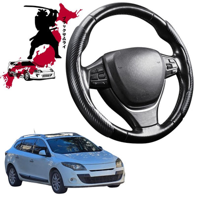 Black Samurai Segmented Steering Wheel Cover for Renault Megane 2008 - 2016 Wagon