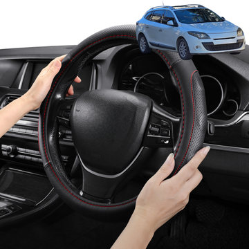 Steering Wheel Cover Pro Extra Layer for Renault Megane 2008-2016 Wagon - Breathable & Anti-Slip - Circle 38 cm