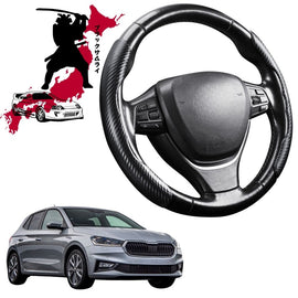Black Samurai Segmented Steering Wheel Cover for Skoda Fabia 2021 - Current