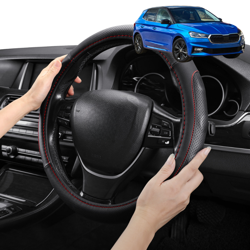 Steering Wheel Cover Pro Extra Layer for Skoda Fabia 2022 - Current - Breathable & Anti-Slip - Circle 38 cm