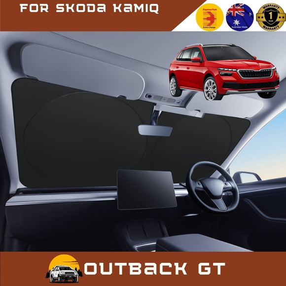 Front Windscreen Sun Shade for Skoda Kamiq 2019 - Current NW - Standard 150 x 85 cm - Black