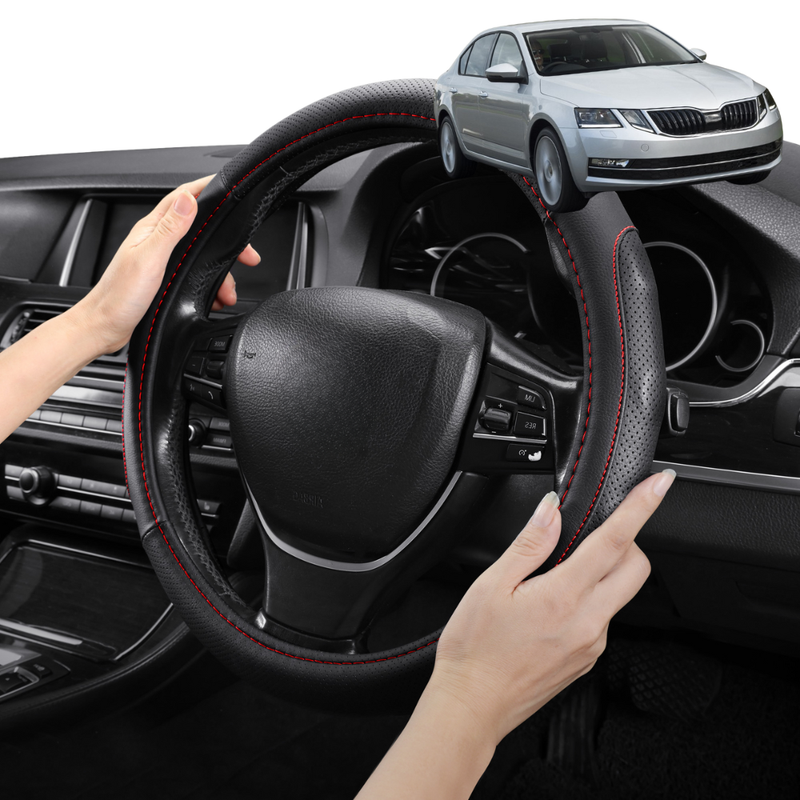 Steering Wheel Cover Pro Extra Layer for Skoda Octavia 2013-2020 NE - Breathable & Anti-Slip - Circle 38 cm
