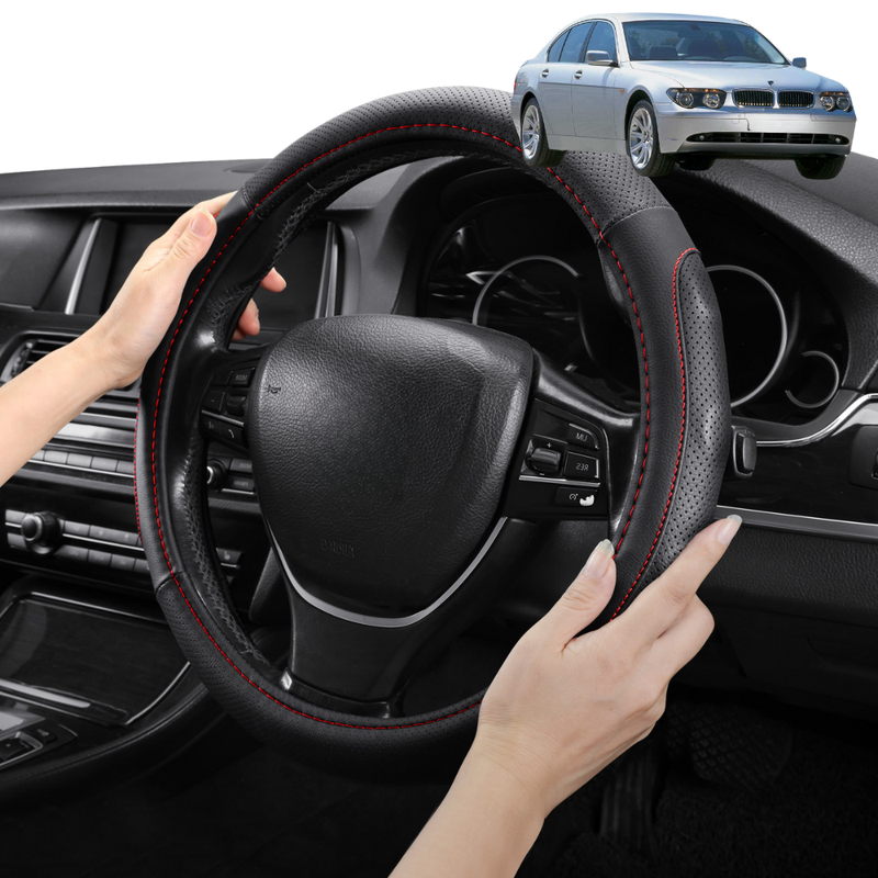 Steering Wheel Cover Pro Extra Layer for BMW 7 Series 2002-2009 (E65 E66 E67 E68) - Breathable & Anti-Slip - Circle 38 cm