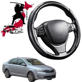 Black Samurai Segmented Steering Wheel Cover for Skoda Rapid 2012 - 2021 NH